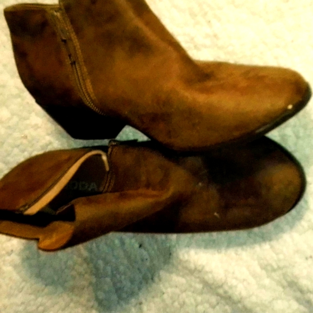 Brown suede booties